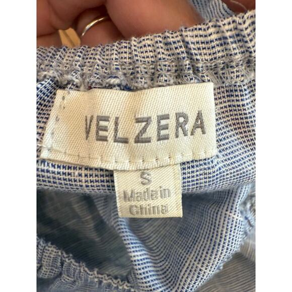 Velzera Off the Shoulder Blue Embroidered‎ Fringe Hem Dress Small - Picture 7 of 8